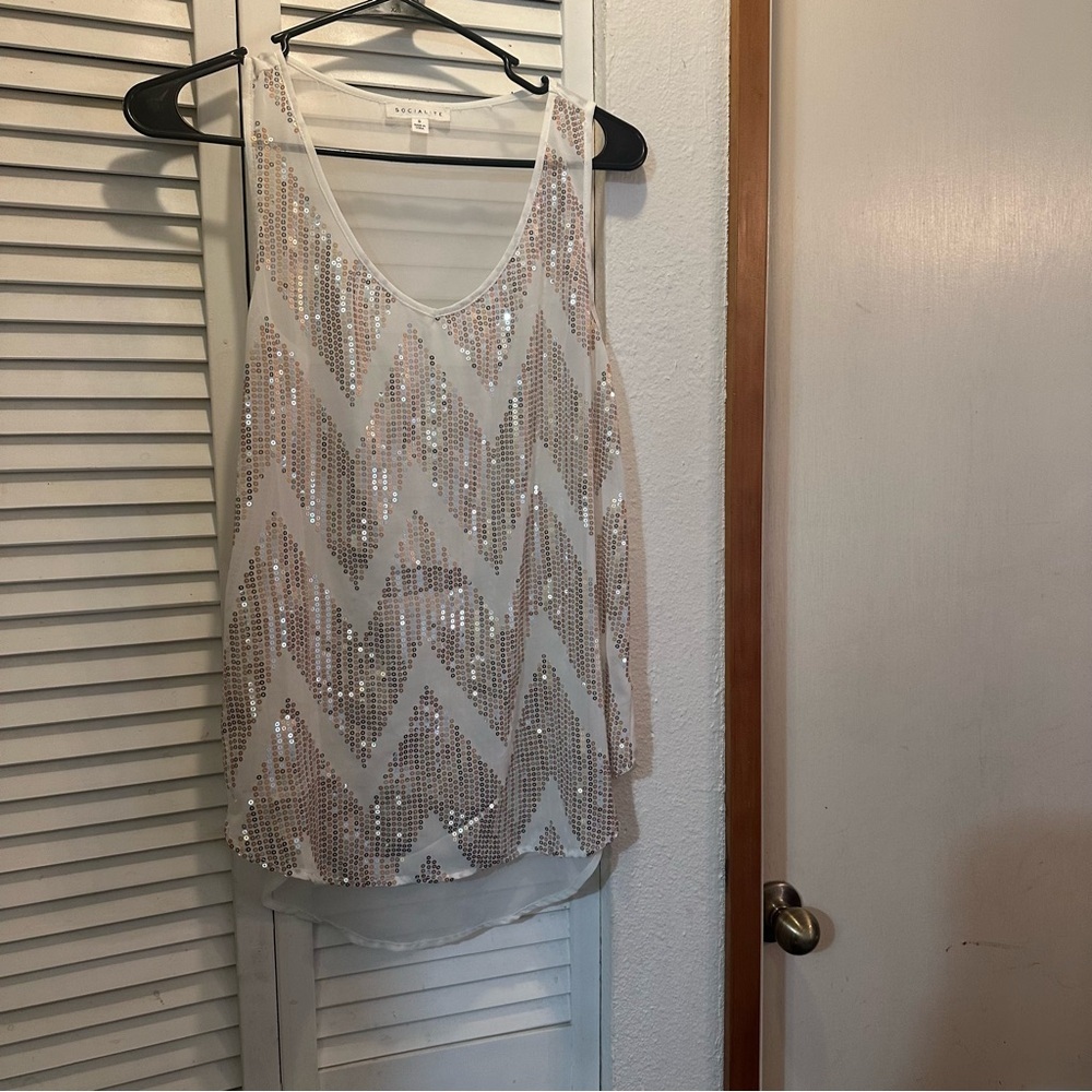 Socialite Silver Sequin Blouse Relaxed Fit